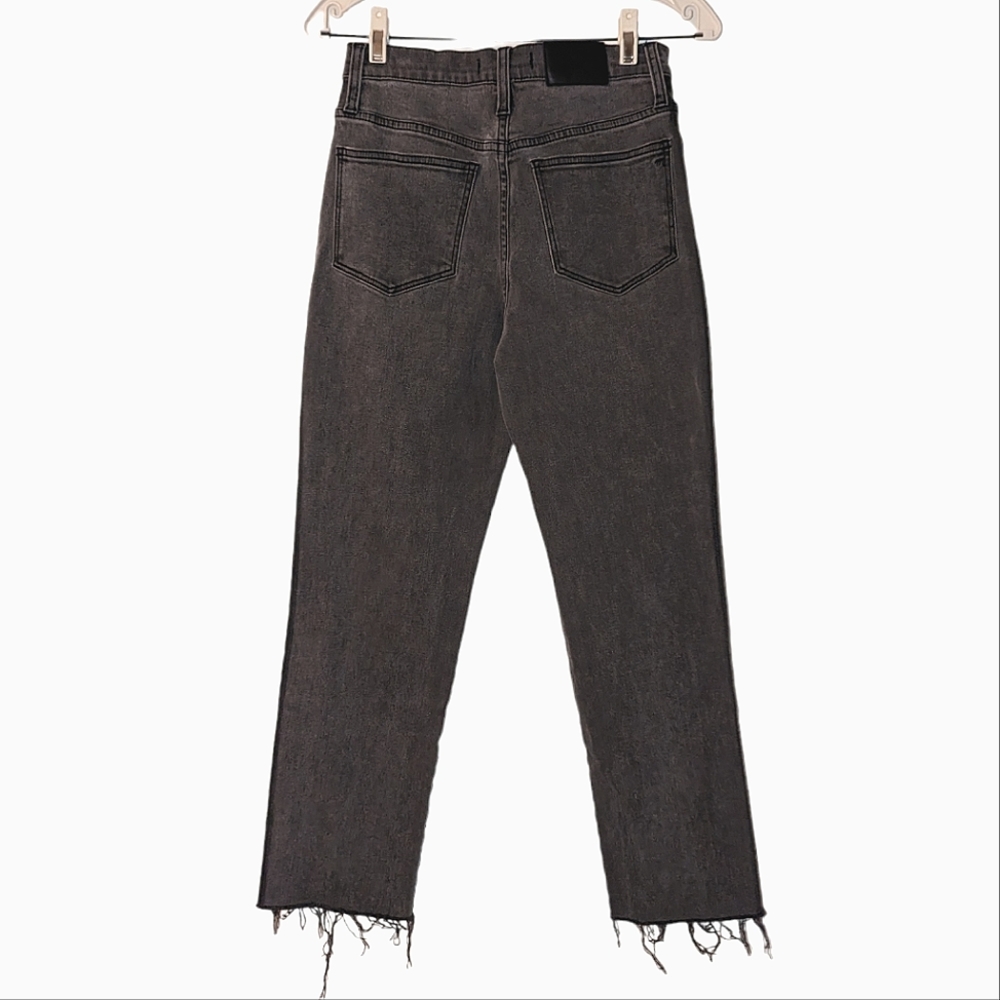 Madewell Classic Straight High Rise Cropped Frayed Hem Denim Jeans Size 25 - Picture 2 of 13